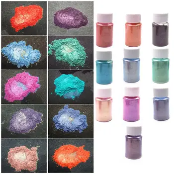 

10 Pcs Colorful Aurora Powder Dyed Polarized Powder Anti-sinking Bottom DIY Handmade Glitter Epoxy Mold Jewelry Making Material