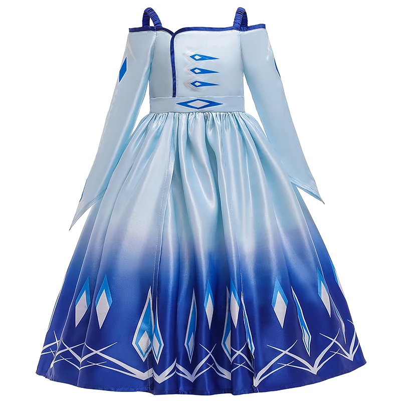 Hot Sale Elsa Dress Snow and Ice Theme Princess Long Sleeve Printing Girls Halloween Prom Cosplay Baby Girl Clothes | Детская одежда и