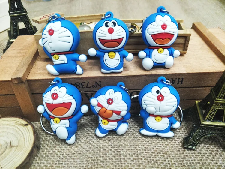 1 шт. случайная кашемировая Толстовка Doraemon брелок кулон ПВХ брелоки Chians кольца фигурки-игрушки