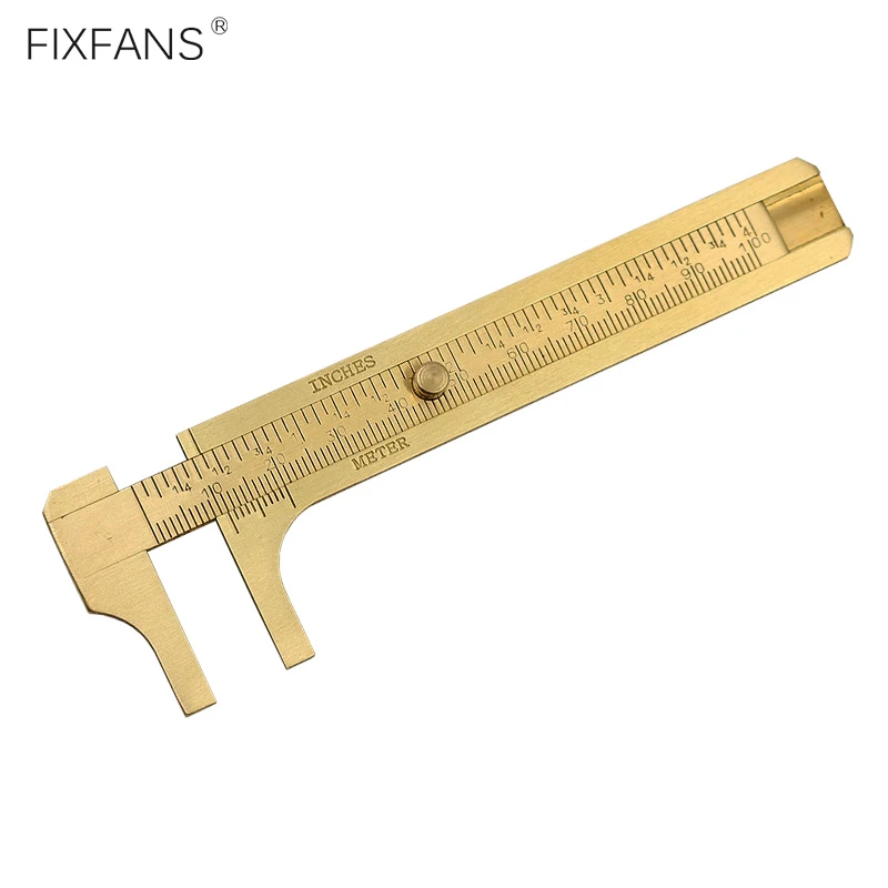 

FIXFANS 4 Inch Brass Vernier Caliper 0-100mm Sliding Gauge Metric Measuring Ruler with Double Scale Measurement Tool