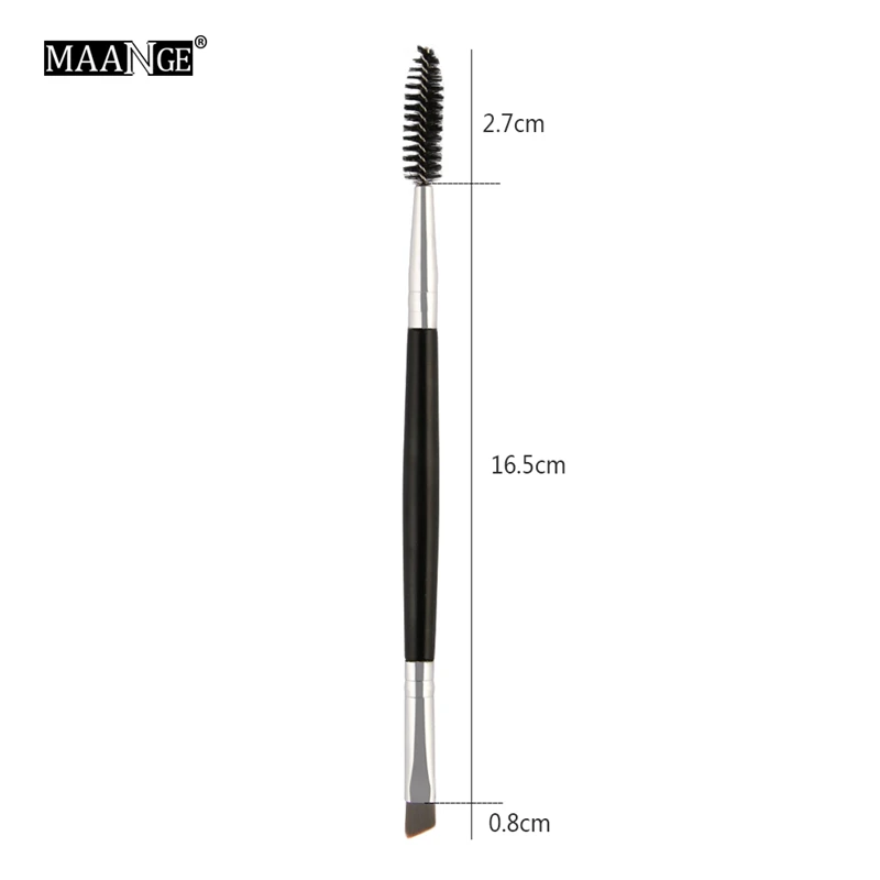 Недорогие Кисточки для макияжа Duo Brow, Кисть для макияжа с деревянной ручкой, двухсторонние плоские Угловые кисти для бровей,, pinceaux maquillage