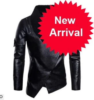 

Winter Men's Autumn Punk Style PU Leather Slim Jacket Men Casual Black Irregular Motorcycle Leather Jacket Coats S-2XL