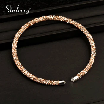 

SINLEERY Unique Luxury Style Dazzling Crystal Collar Choker Torques Necklace 4 Colors Women Fashion Jewelry XL046 SSP