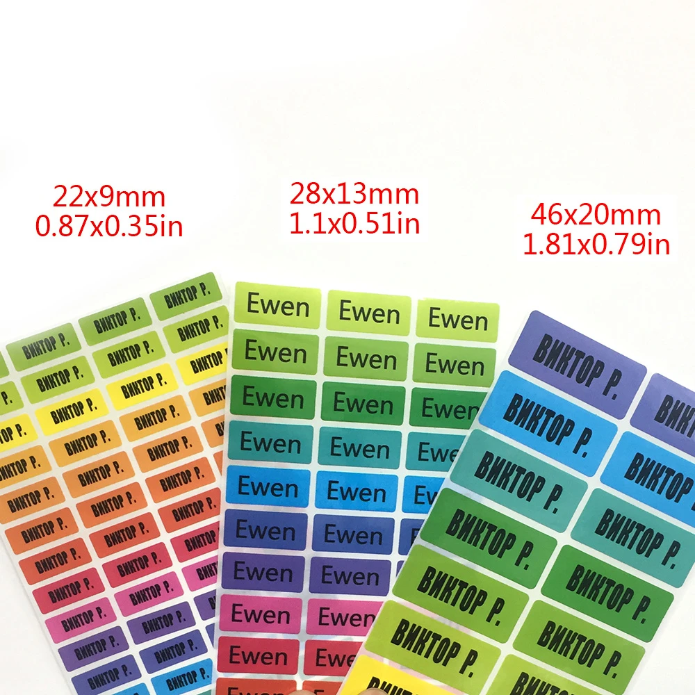 Rainbow Color Custom Name Stickers Girls Multicolor Waterproof Personal Tag Labels Children Scrapbook School Stationery Set