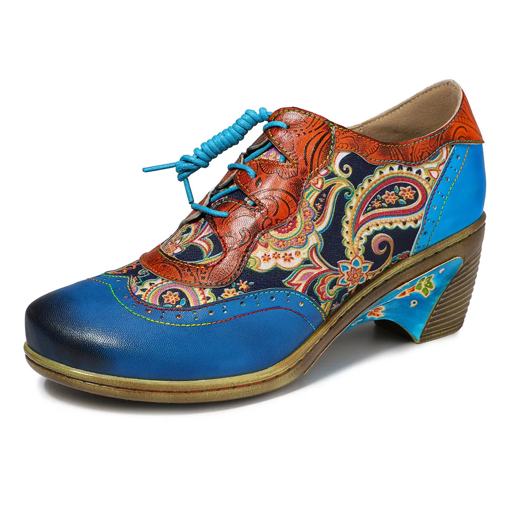 Macvise/зимние ботинки в стиле ретро; женская обувь; ботинки на среднем каблуке с принтом; обувь из натуральной кожи на квадратном каблуке; женская обувь; Botas