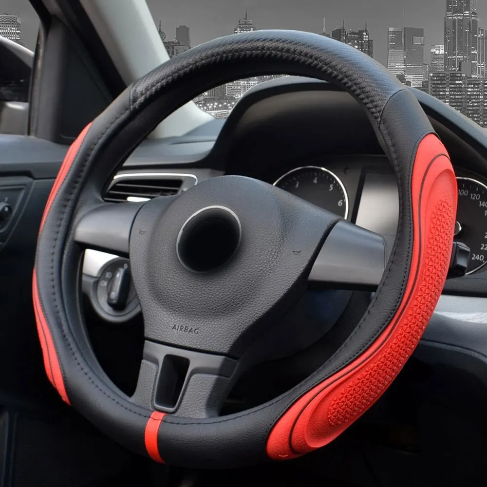 DSYCAR 1 шт. авто чехол рулевого колеса автомобиля, микрофибра кожа D форма дышащий Противоскользящий без запаха подходит 38 см автомобильные аксессуары