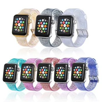 

Silicone Watch Band for Apple Watch 38mm 40mm Bling Glitter 40mm 44mm Genuine Shiny Glitter Strap for iWatch Series 5 4 3 2 1