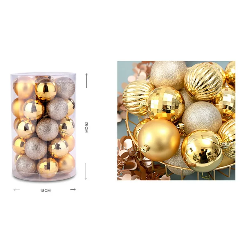 34pcs / 6cm Christmas Tree Decoration Ball Decoration Christmas Party Hanging Ball Assorted Set Tree Decoration Orname x