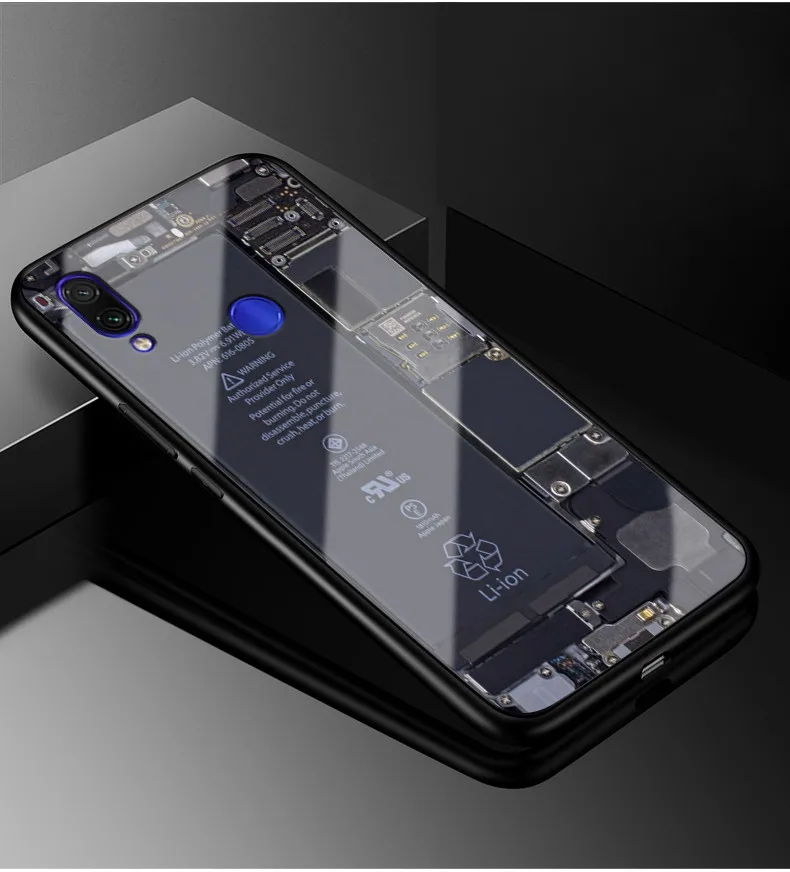 18 Для Xiaomi Redmi Note 7 Чехол стекло для ПК чехол для телефона черный бампер чехол для Xiaomi Redmi Note 7 Pro 7S противоударный чехол Note7 - Цвет: 18