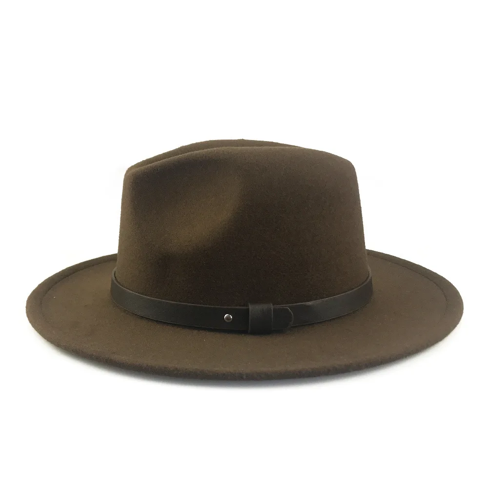 Man Women Cap Big Brim Fedora Weatern Style Bowler Vintage Woolen ...