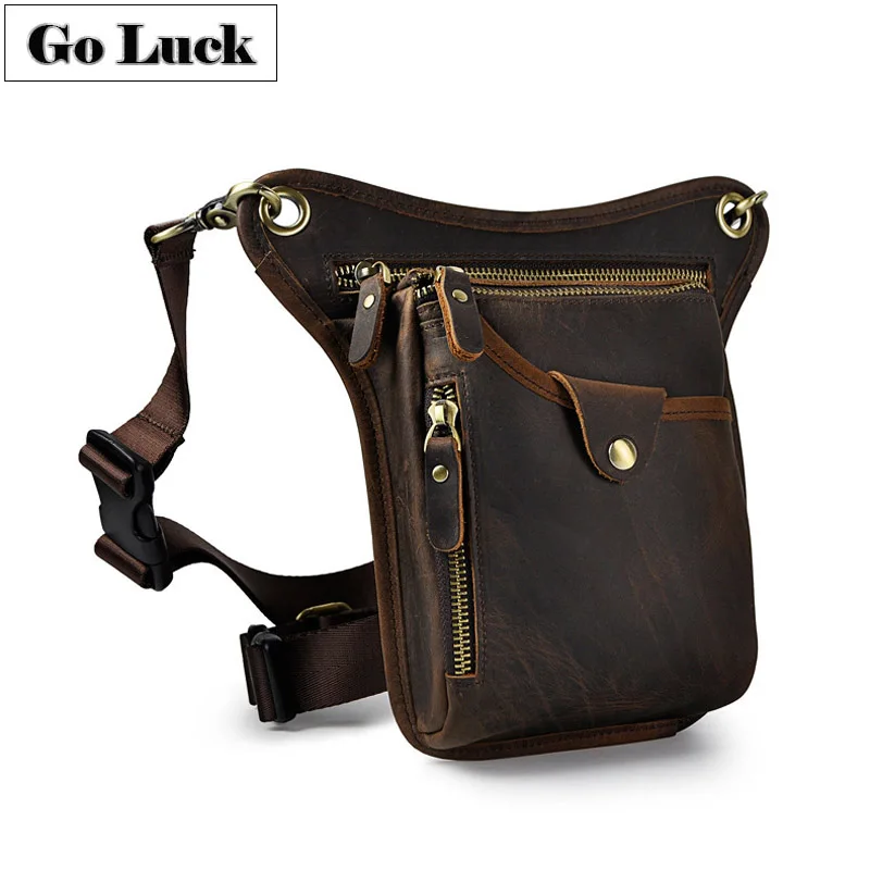 GO-LUCK, брендовая поясная сумка из натуральной кожи, мужская сумка через плечо, сумка-мессенджер, сумка для сотового телефона, сумка для пистолета, сумки для путешествий