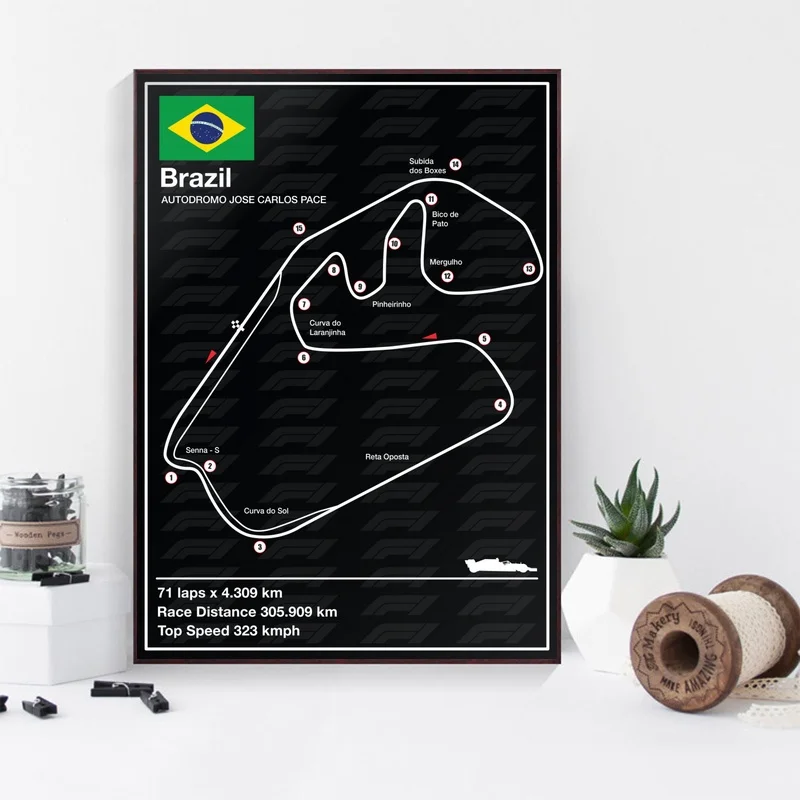 Monaco Belgium Mexico Racetrack F1 Racing Track Nordic Art Canvas Poster Home Wall Decor(No Frame - Цвет: 12