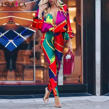 

Colorful women jumpsuit long pants Deep V-neck sexy fashion jumpsuit women long sleeve streetwear wild winter jumpsuit women