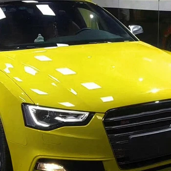 

Gloss Car Sticker Yellow Wrap Roll Decor Bubble Free Vinyl Film Covering