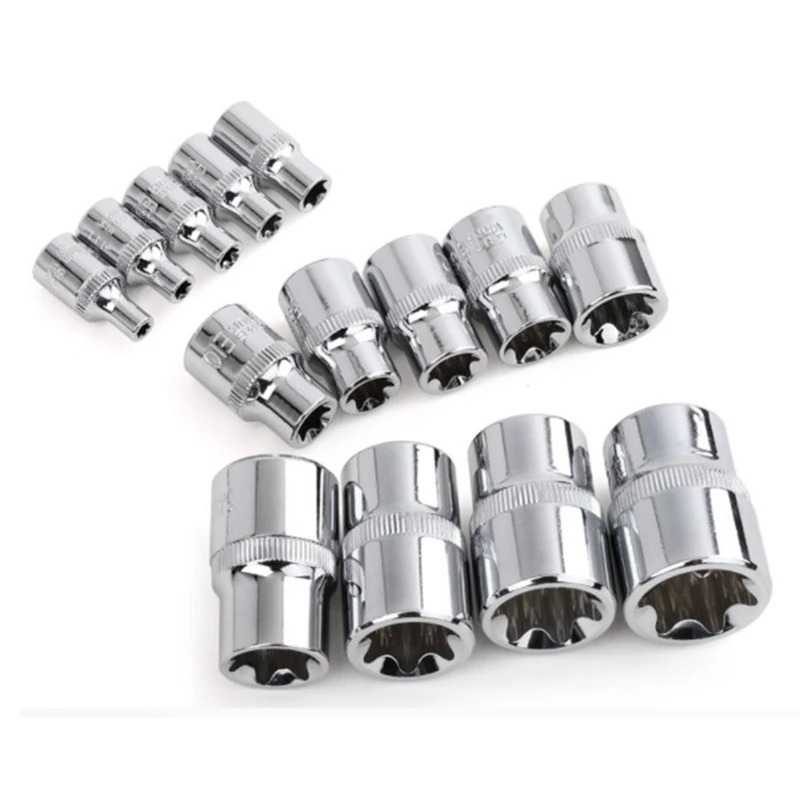 Кольцевая пила 14Pc 1/4 3/8 1/2 Torx Star Набор торцевых головок адаптера E Тип E4 E24 розетки