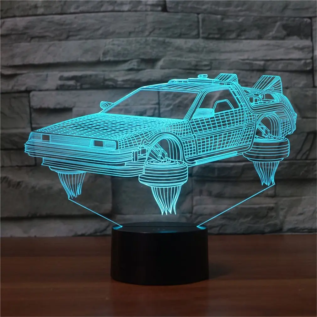 Автомобиль 8 Форма сенсорная настольная лампа 7 цветов Изменение Настольная лампа 3D лампа светодиодный ночной Светильник стереоскопическая подсветка