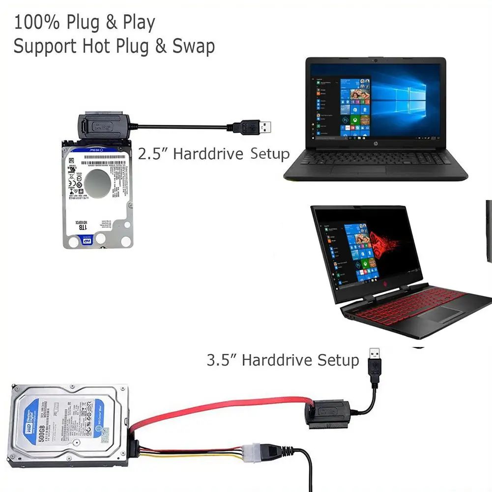 SATA to USB Adapter USB 2.0 to IDE SATA S-ATA 2.5 3.5 HD HDD Hard Drive Adapter Converter