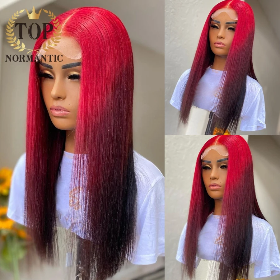 Topnormantic 4x4 Closure Wigs Preplucked Ombre Color Silky Straight 13x4 Lace Front Human Hair Wigs For Women with Baby Hair|Lace Front Wigs| -...