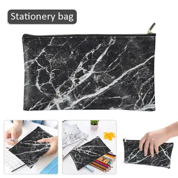 

Marble Pencil Box Simple Universal PU Furl Gifts Marble Pencil Bag Stationery Storage Makeup Storage Case