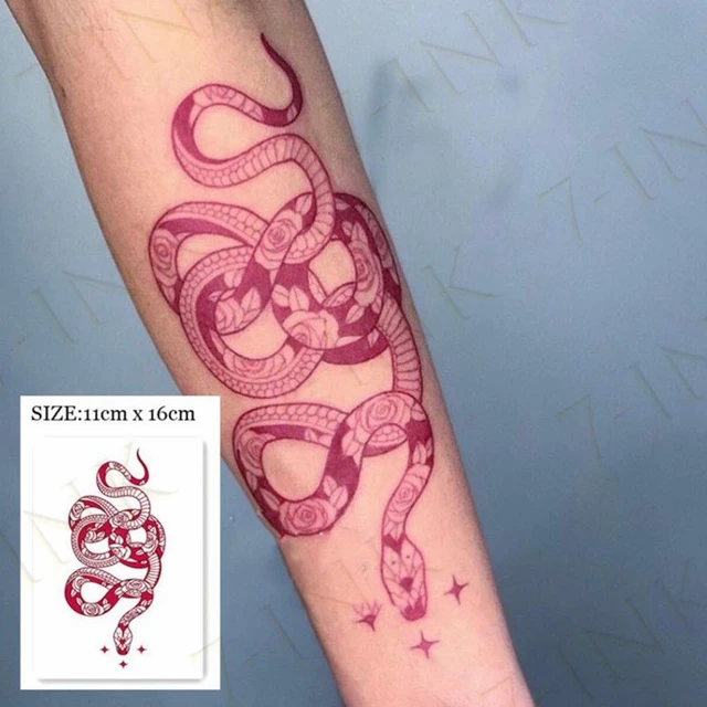 Middle Size Red Snake Waterproof Temporary Tattoo Stickers For Women Men Body Art Waist Decals Fake Tatto Temporary Tattoos Aliexpress