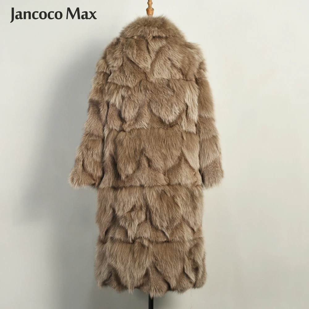 Новое поступление, женское длинное пальто с натуральным лисьим мехом, женская модная верхняя одежда, роскошное теплое зимнее пальто S7575
