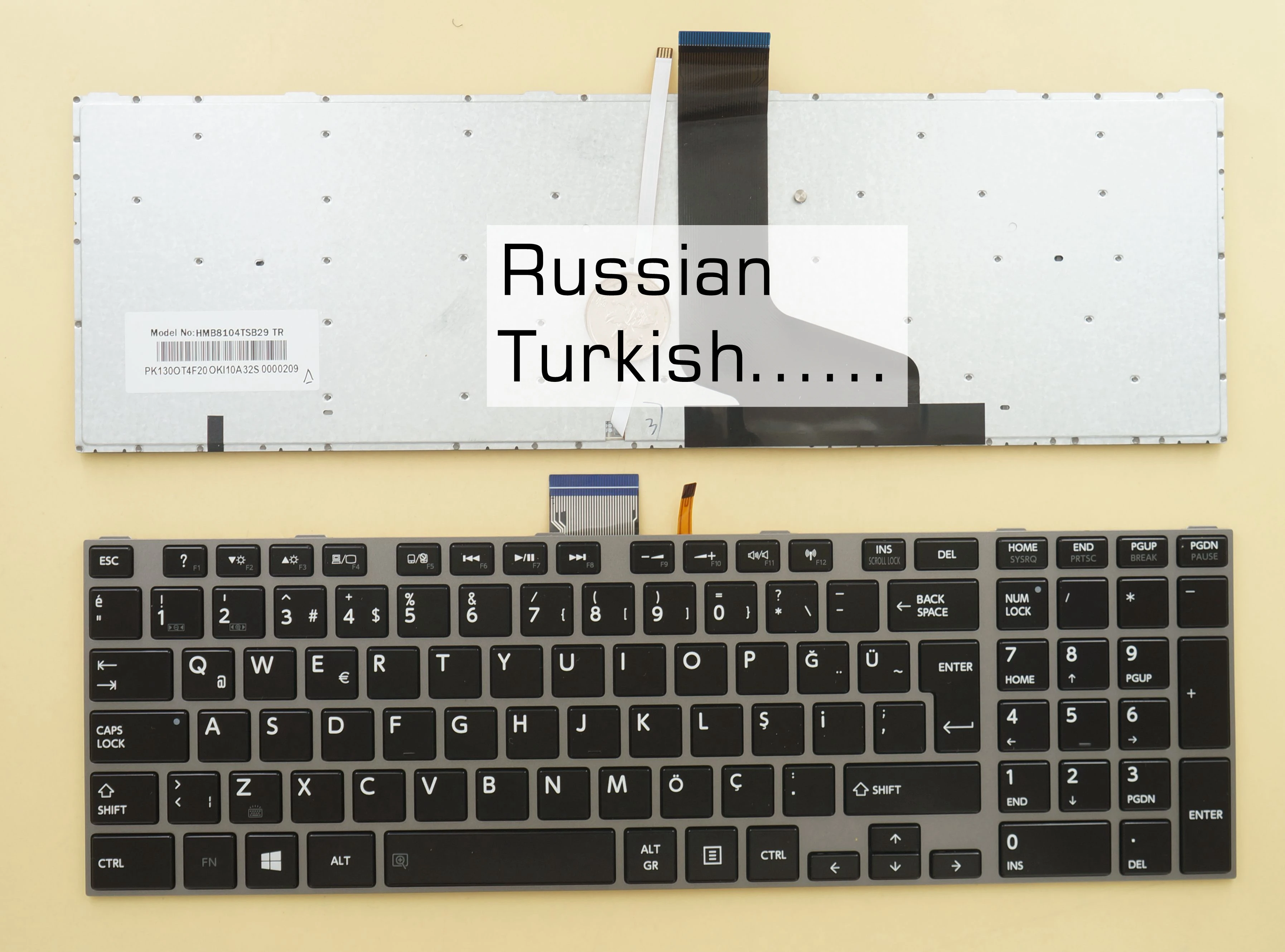 Teclado Russo Alemão Turco para Toshiba Satellite P850 P850d P855 P855d P870 P870d P875 P875d Qosmio X870 X875 Branco-iluminado