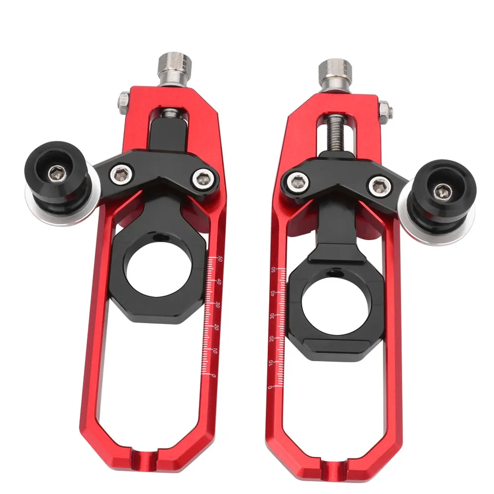 Red Chain Adjuster Для Yamaha YZF R1 YZFR1- MT10- Мотоцикл левый и правый цепи регуляторы натяжители Катена с катушками - Цвет: Red Chain Adjuster
