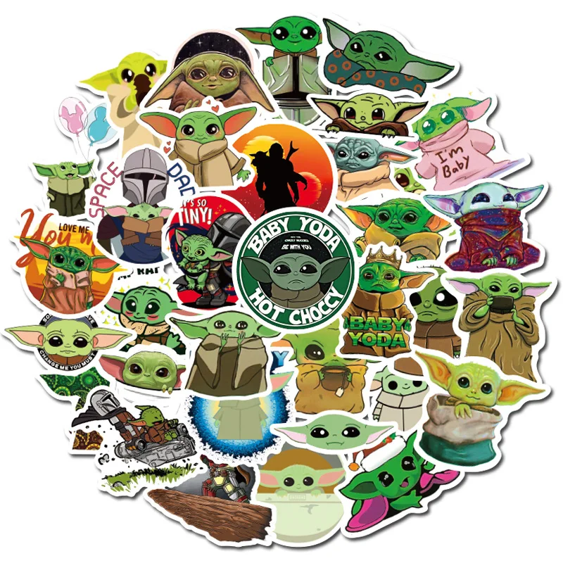 

HOT 50PCS /PACK Baby Yoda Star Wars The Mandalorian Stickers Car Scooter Decal for Laptop Skateboard Home Decoration