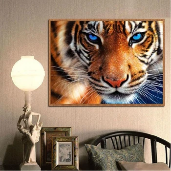 

DIY 5D Full Diamond Painting Cross Stitch Painting Tiger Diamond Embroidery Needlework Patterns Rhinestone Kits