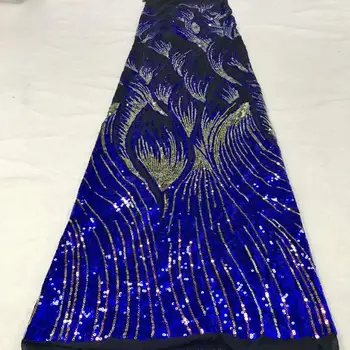 

Fashion Style royal blue Sequins Indian Net Lace Material For Women Dress Guipure Laces Nigerian African