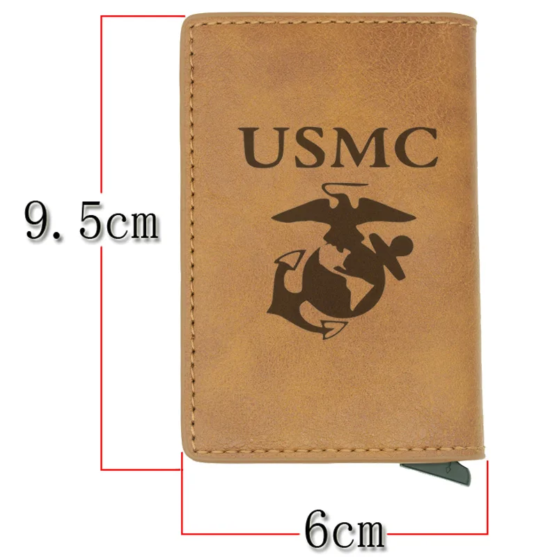 Модный классический USMC Rfid держатель для карт мужские кошельки Коричневый винтажный короткий кожаный тонкий кошелек мини кошелек