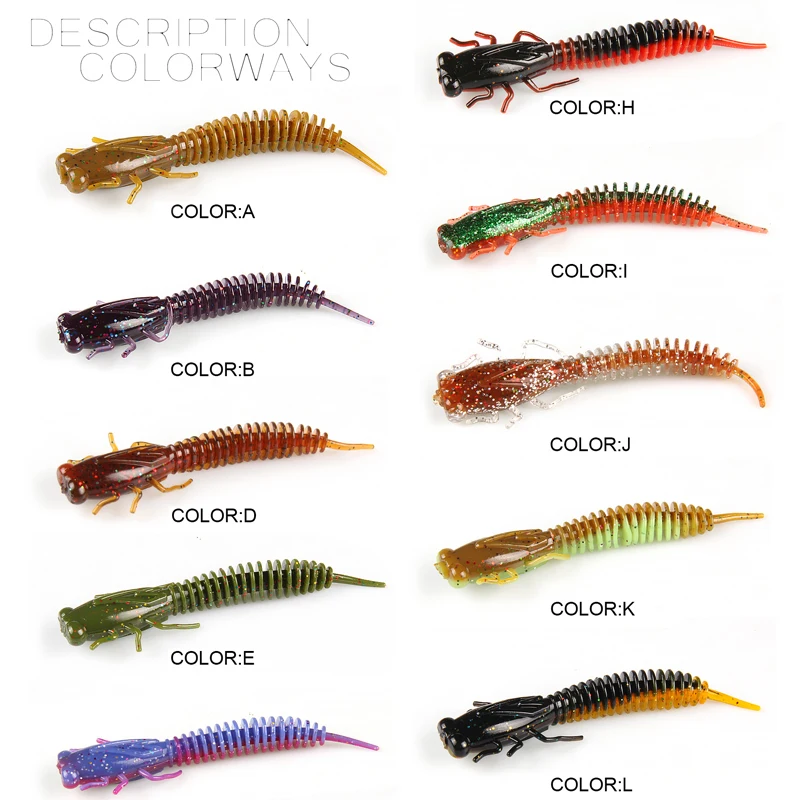 BEARKING Larva 50mm 0.83g 10pcs Artificial Soft Lures Fishing Worm Silicone  Bass Pike Minnow Swimbait Jigging Plastic Baits