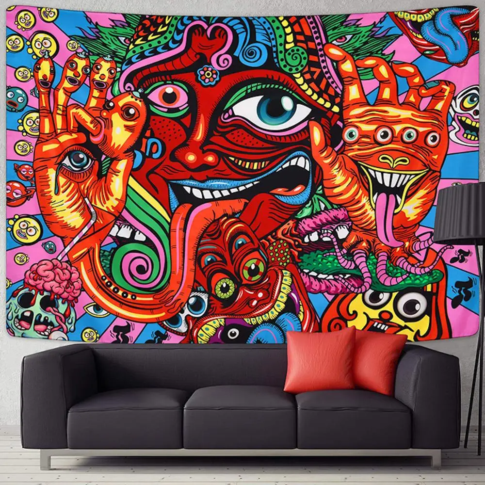 

Abstract Oil Painting Human Face Tapestry Wall Hanging Boho Home Decor Wall Cloth Tapestries Beach Shawl Bedspread Camping Mat
