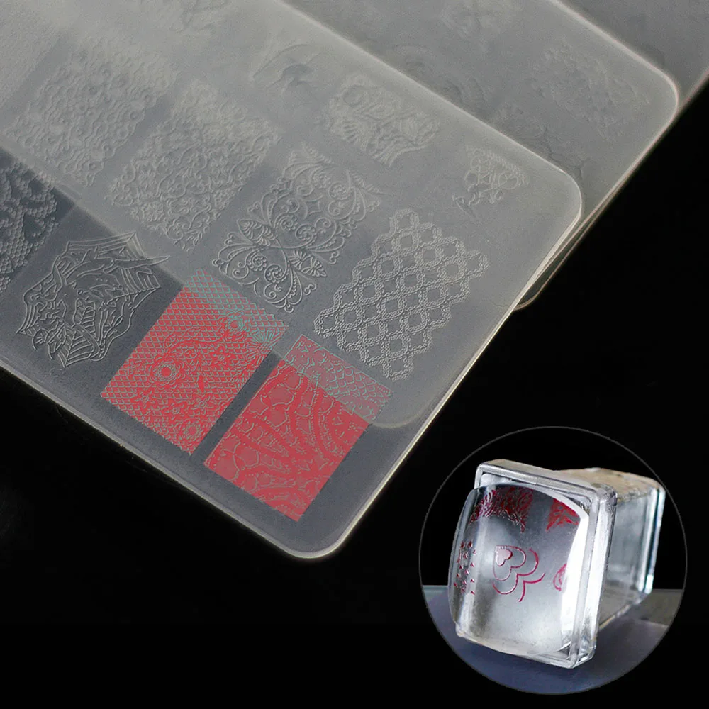 1pc Plastic Nail Art Stamping Plates Clear Stamper 6 12cm Nail Stamping Plates 10 types Manicure 3