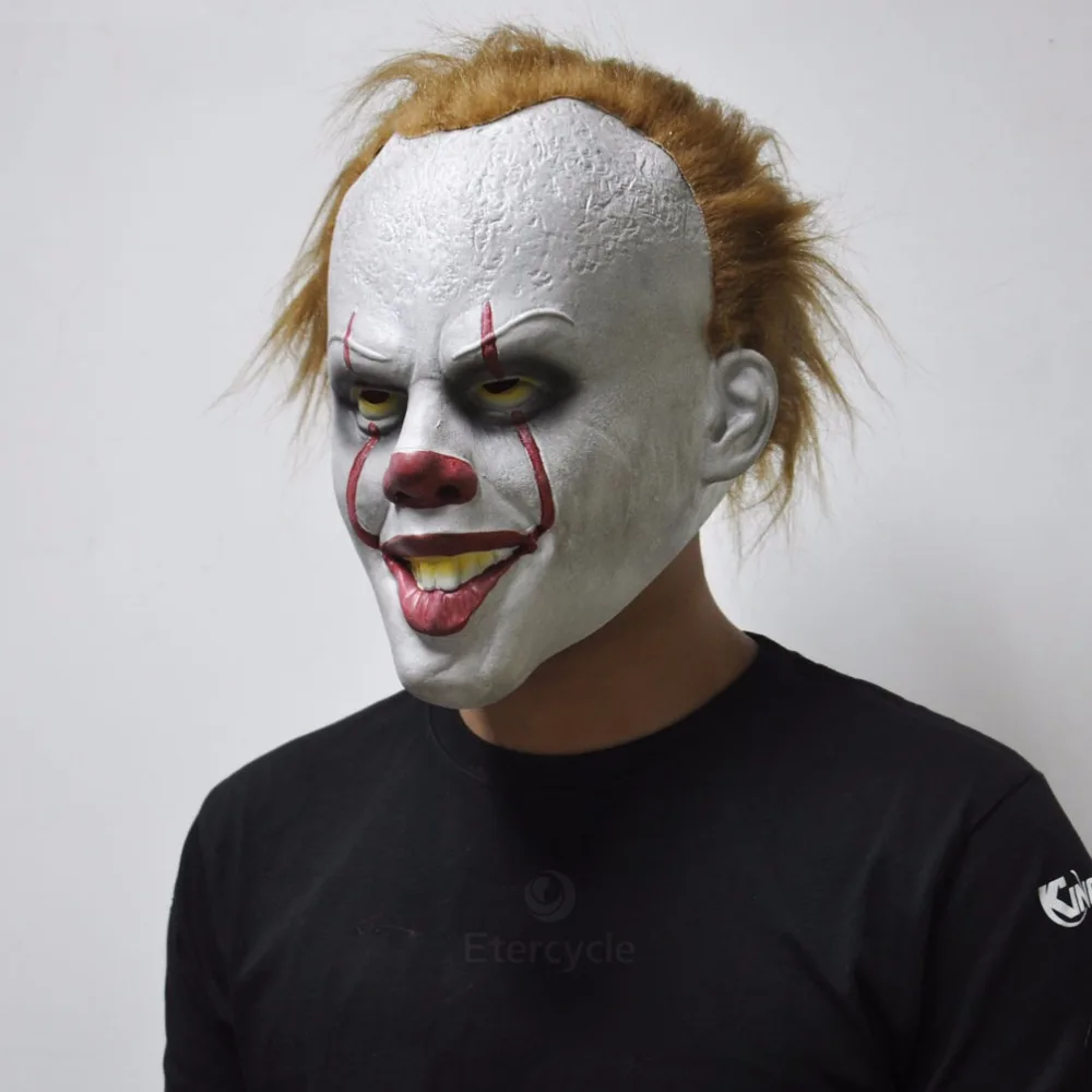 Маска клоуна Stephen King's It Pennywise Косплей Хэллоуин Ужасы шутливые маски вечерние латексный костюм реквизит