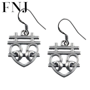 

FNJ Chinese Xi Earrings 925 Silver Original Pure S925 Sterling Silver Drop Earring for Women Jewelry Good Luck Lucky