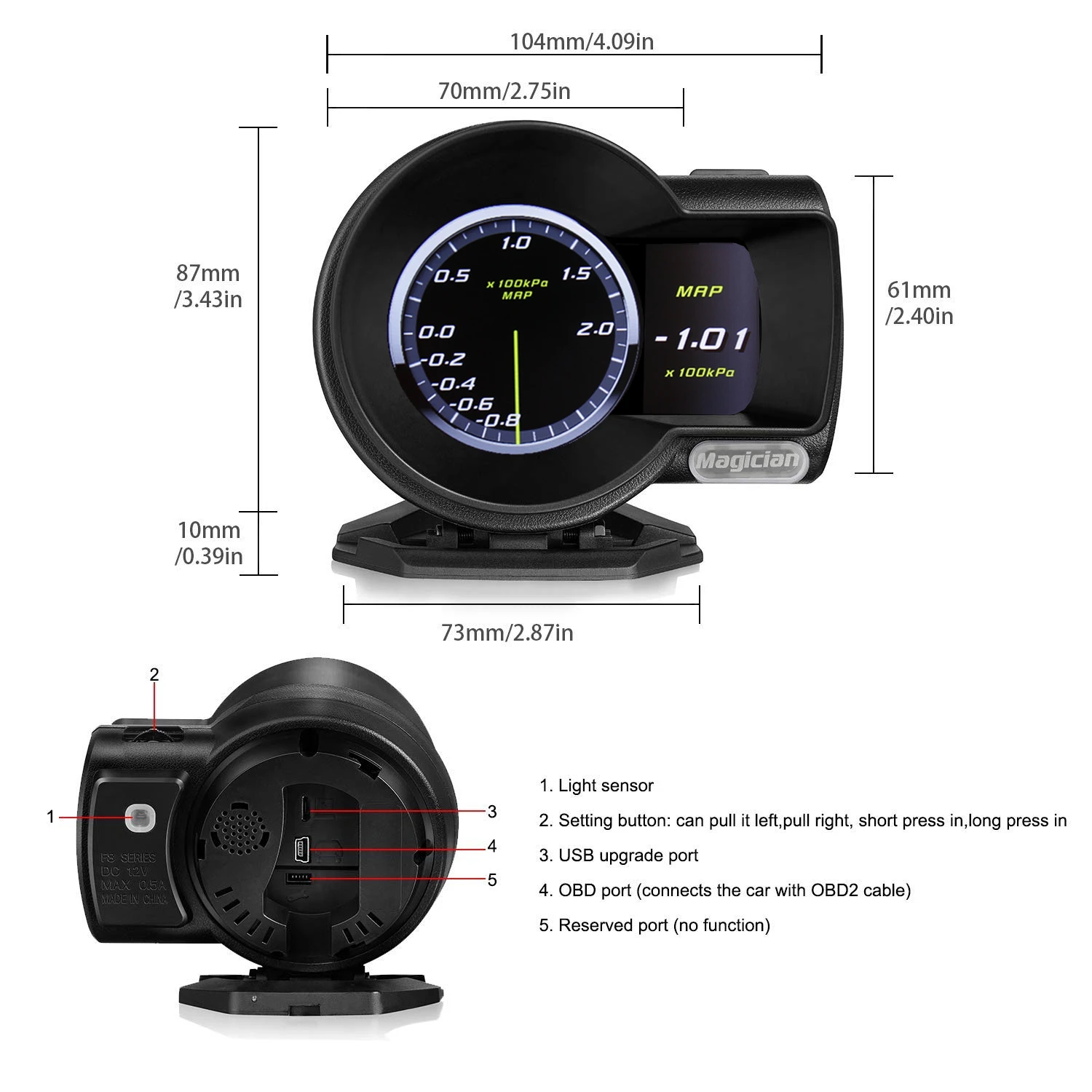 Профессиональный фокусник OBD2 F835 дисплей на голову Автомобильный цифровой датчик