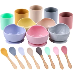 Ensemble de 3 pièces bol en Silicone, cuillère fourchette tasse, cuillère étanche sans BPA pour bébé, bol d'alimentation antidérapant, produits pour bébé 