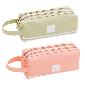 

2 Pack Large Capacity Pen Pencil Storage Case, Double Zipper Student Stationery Pouch Pen Bag, Multi Compartments Pen Holder for