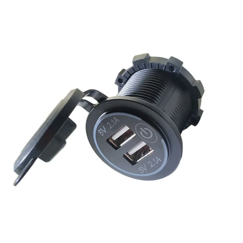 12 В 24 В Dual USB 2.1A автомобильное зарядное устройство адаптер с выключателем питания сенсорный выключатель для автомобиля морской Лодки Грузовик Мотоцикл