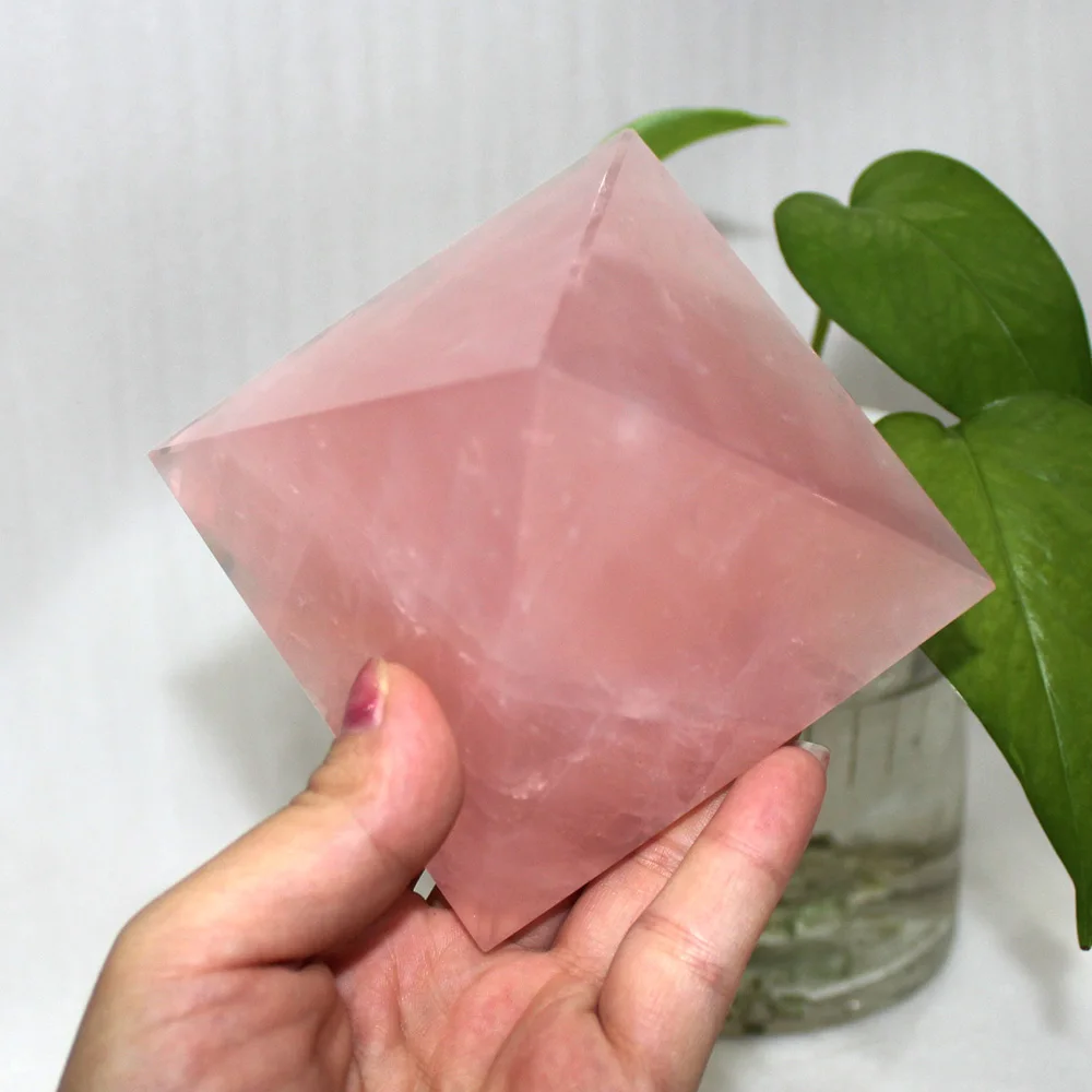 Прямая Натуральная роза пирамида из кристалла кварца подарок домашний декор Целебный Камень ремесла образец