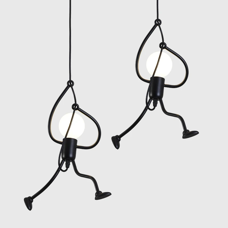 

Nordic Iron Art Creative Chandeliers Human Shape Retro Industrial pendant Lamp Modern simple hanging lights for Living Room