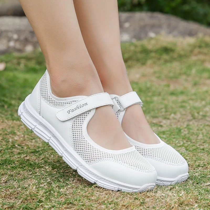 de verano suelas suaves para mujer, zapatillas portátiles, zapatos para caminar, suelas planas, transpirables, para madres mayores|Zapatos planos de mujer| - AliExpress