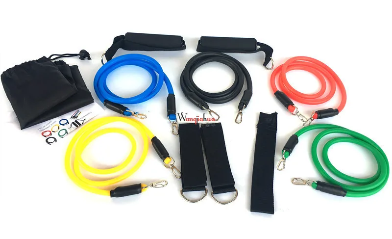 11 Pieces Chest Expander Pulling Rope Resistance Elastic Band Set Power Training Hairband Door-mounted Spring Exerciser