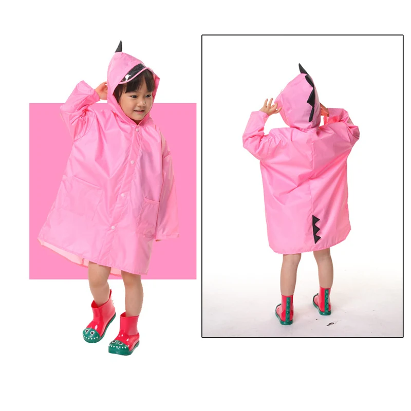 Pink Dinosaur VILEAD/детский плащ из полиэстера с милым динозавром; водонепроницаемый плащ-дождевик для улицы; непромокаемое пальто для детей; непроницаемое пончо для мальчиков и девочек; куртка-дождевик; подарок - Цвет: Pink Dinosaur