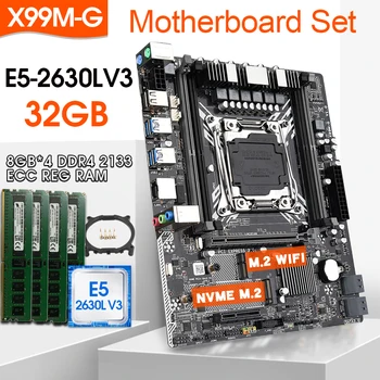 شراءX99 DDR4 2 DIMM D4 اللوحة مجموعة مع زيون E5 2630l V3 LGA2011-3 CPU 4 قطعة * 8GB = 8GB PC4 ذاكرة عشوائية RAM ريج ECC M.2 WIFI