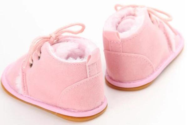 pink Sandq детский ботинки для новорожденного ребенка девочки Младенческая обувь Prewalkers детская кроватка с нескользящей подошвой для пар с мехом зимние теплые Christenning для маленьких мальчиков сапоги - Цвет: pink