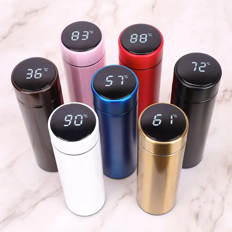 

Intelligent Temperature Measurement Stainless Steel Insulation Cup Creative Gift LED Touch Display Temperature Water Cup 500ML