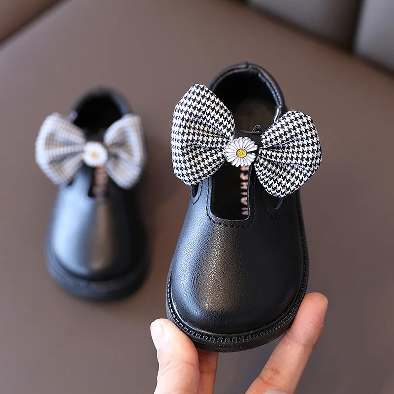 Baby Girls Leather Shoes Toddlers Kids Flats Soft Casual Sneakers for Kids Bow-knot with Flowers Princess Sweet Oxfords 21-30 child shoes girl Children's Shoes