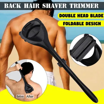 

Protable Men Back Shaver Back Hair Shaver Two Head Blade Foldable Trimmer Body Leg Razor Long Handle 26Cm Removal Razors Men